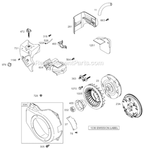 Page F Diagram and Parts List for 12C400 0100-0208 Briggs and Stratton Engine